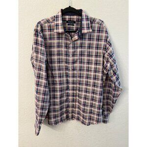 Bugatchi classic fit long sleeve plaid shirt mens size XL